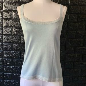 Carolina Herrera Light Blue Silk Knit Tank Top